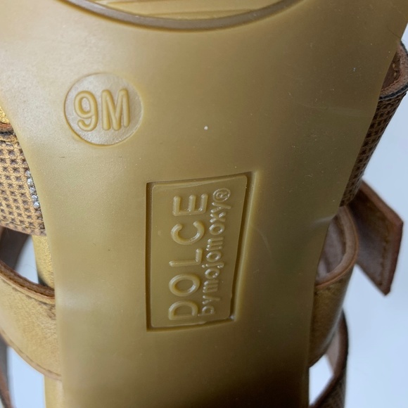 Dolce by Mojo Moxy Tan Chunky Sandals Stacked Heel Ankle Strap Women's S… - Picture 15 of 15